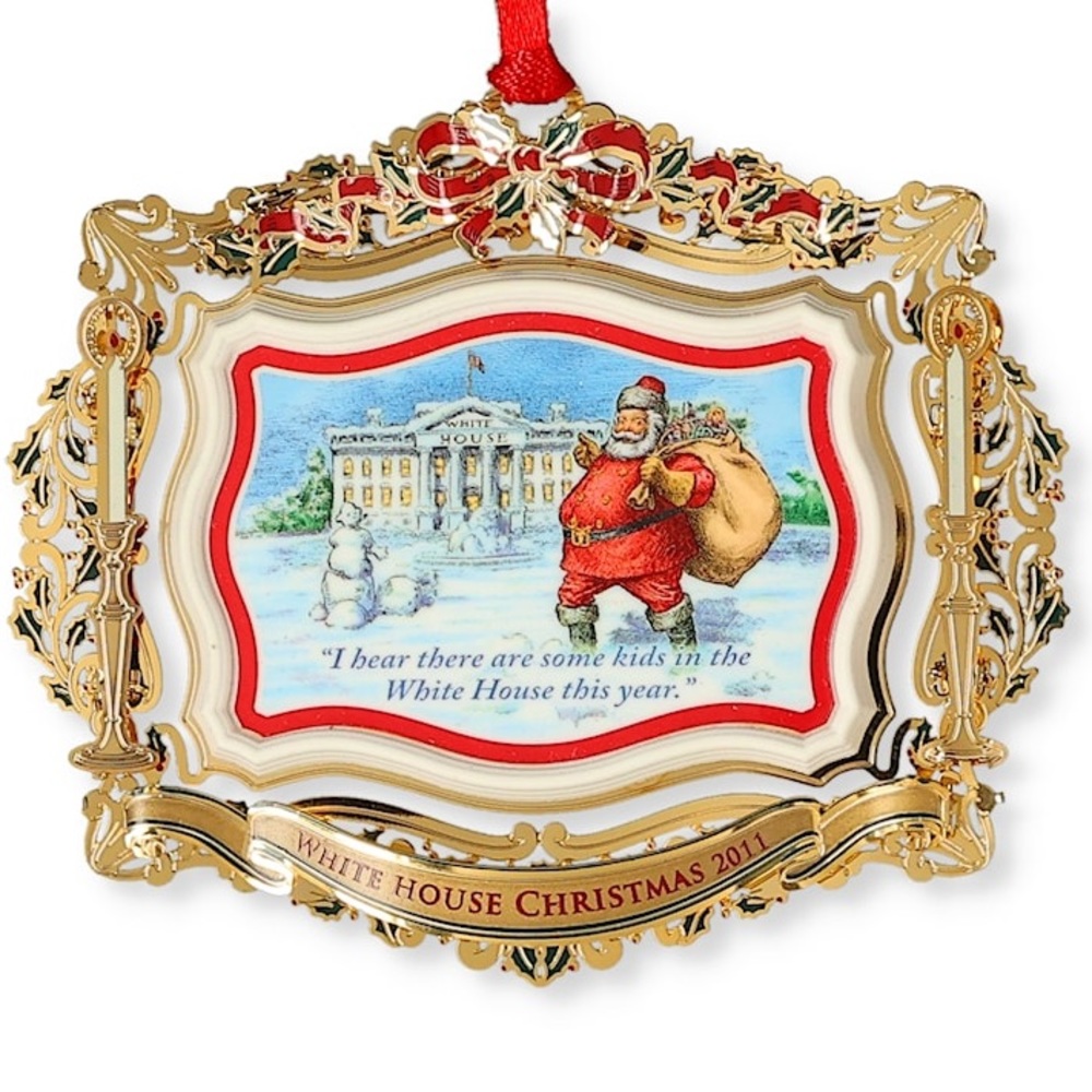 2011 WHITE HOUSE CHRISTMAS ORNAMENT, SANTA VISITS THE WHITE HOUSE.  Roosevelt